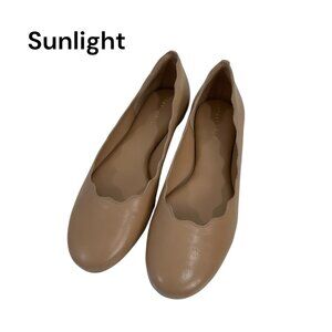 COPPER KEY Tan Leather Scalloped Ballet Flats Womens SZ 8.5 Comfortable Slip-On